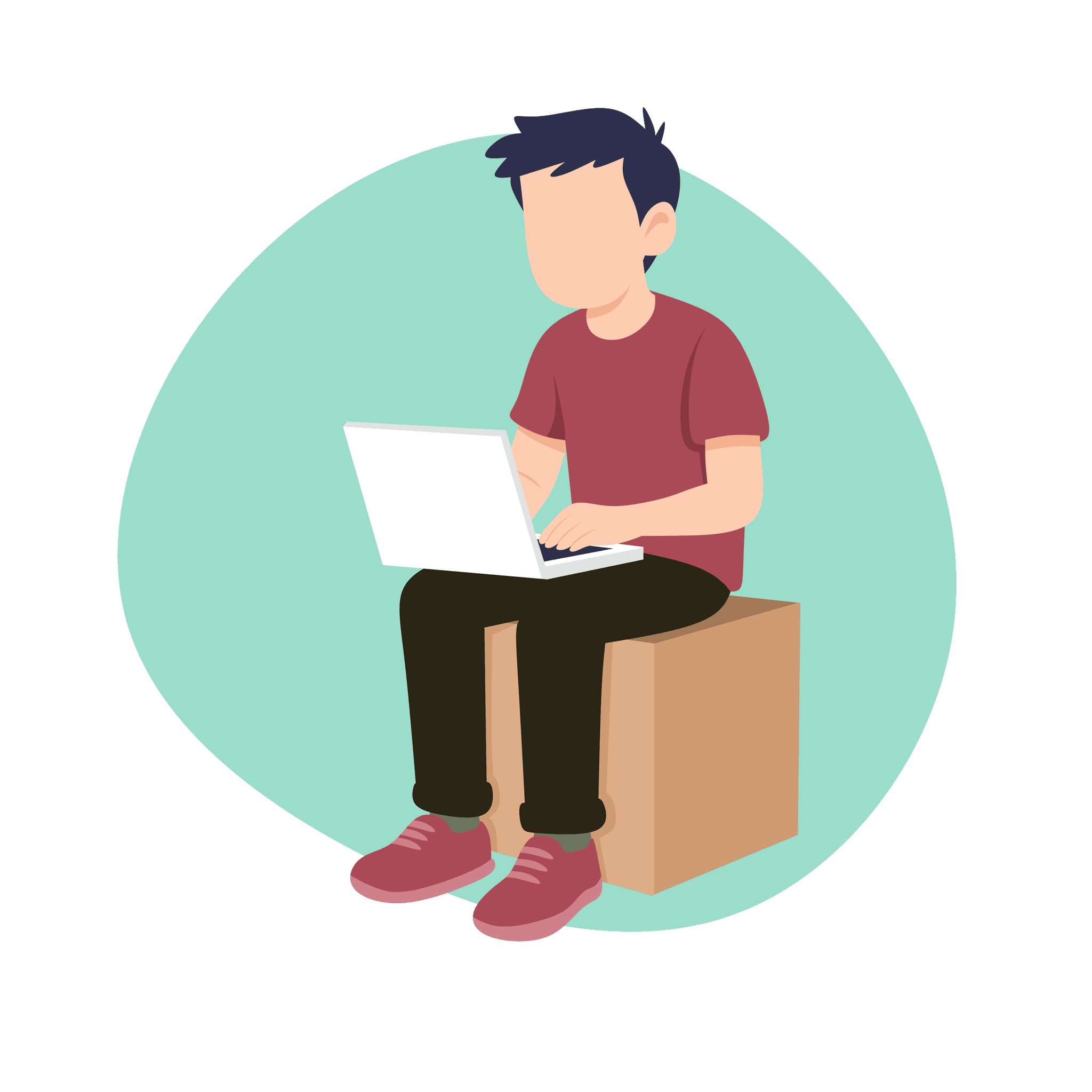 Illustration of a person reviewing their sales on a laptop